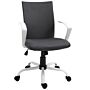 Vinsetto Swivel Chair Linen Computer Desk Chair Home Study Task Chair With Wheels, Arm, Adjustable Height, Dark Grey