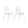 Set Of 2 Dining Chairs White Synthetic Padded Seat Kitchen Seats Modern Minimalist Living Room Beliani