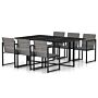 Vidaxl 7 Piece Outdoor Dining Set With Cushions Poly Rattan Grey