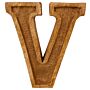 Hand Carved Wooden Embossed Letter V