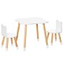 Homcom 3 Piece Kids Table And Chair Set With 2 Bear-shaped Chairs, White