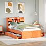 Vidaxl Bookcase Bed Without Mattress Wax Brown 135x190 Cm Double Solid Wood Pine