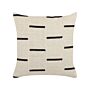 Scatter Cushion Beige And Black Cotton 45 X 45 Cm Striped Geometric Pattern Handmade Removable Cover With Filling