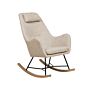 Rocking Chair Beige Fabric Metal Legs Wooden Skates