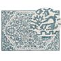 Area Rug White Blue Wool 140 X 200 Cm Flat Weave Hand Tufted Oriental Pattern