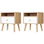 Homcom Bedside Table, Bedside Cabinet With Drawer And Shelf, Modern Nightstand, End Table, Set Of 2, Natural