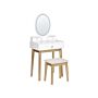 Dressing Table White And Gold Mdf 3 Drawers Led Mirror Stool