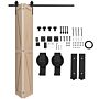 Homcom 5ft/152.5cm Bi-folding Sliding Barn Door Hardware Track Kit, Heavy Duty Sliding Door Kit For 2 Doors With J Shape Hanger