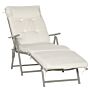 Outsunny Outdoor Patio Sun Lounger Garden Texteline Foldable Reclining Chair Pillow Adjustable Recliner With Cushion - Cream White