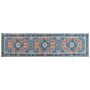 Runner Rug Blue And Orange Polyester 80 X 300 Cm Geometric Oriental Pattern Anti-slip Bottom