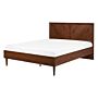 Eu Double Size Panel Bed 4ft6 Dark Wood Slatted Frame