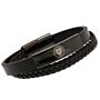 Manchester City Fc Black Ip Leather Bracelet