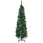 Homcom 5.5' Tall Pencil Slim Artificial Christmas Tree With Realistic Branches, 412 Tip Count And 21 Pine Cones, Pine Needles Tree, Xmas Decoration