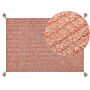 Area Rug Orange Cotton 140 X 200 Cm Rectangular Hand Tufted