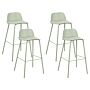 Set Of 4 Bar Stools Light Green Plastic Seat Metal Legs 90 Cm Pastel Pistachio Synthetic Counter Kitchen Chair