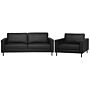 Sofa Set Black Leather 3 Seater Sofa Armchair