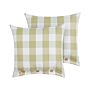 Set Of 2 Scatter Cushions Green Fabric 45 X 45 Cm Checked Pattern Cottage Style Textile