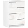 Homcom 4 Drawer Chest Of Drawers, Modern Dresser For Bedroom, Living Room, 60 X 40 X 85cm, White