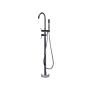 Bath Mixer Tap Silver Brass Freestanding Bathtub Faucet With Hand Shower