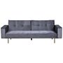 Sofa Bed Grey Velvet 3 Seater Modern Track Arms