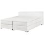 Eu Super King Size Continental Bed 6ft White Faux Leather With Pocket Spring Mattress Beliani