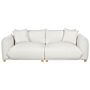 Fabric Sofa Oiff-white Polyester Upholstery 3 Seater With Scatter Cushions Living Room Settee