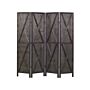 Room Divider Dark Brown Paulownia Wood Plywood 4 Panels Folding Decorative Screen Partition Rustical Traditional Design