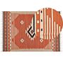 Kilim Area Rug Multicolour Cotton 160 X 230 Cm Reversible Geometric Pattern With Tassels Rectangular