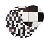 Round Rug Black And White Leather Ø 140 Cm Patchwork Hand Crafted