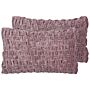 Set Of 2 Decorative Cushions Violet Velvet 30 X 50 Cm Modern Traditional Pillow