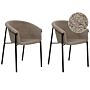 Set Of 2 Dining Chairs Taupe Beige Boucle Fabric Upholstery