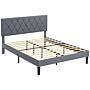 Homcom King Size Padded Fabric Headboard Bed Frame - Grey