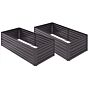 Outsunny Set Of 2 Raised Beds, Galvanised Steel Outdoor Planters With Multi-reinforced Rods For Vegetables, Plants, Flowers And Herbs, 180 X 90 X 59 Cm, Dark Grey