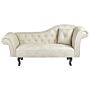 Chaise Lounge Light Beige Velvet Button Tufted Upholstery Right Hand With Cushion Retro Traditional Style Easy Clean Pet Friendly