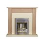 Adam Southwold Fireplace In Oak & Cream With Helios Electric Fire In Brushed Steel, 43 Inch