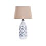 Table Lamp White And Blue Ceramic Base Fabric Shade Ambient Lighting Bedside Table Lamp