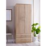 Devon Double 2 Drawer Wardrobe In Bardolino Oak