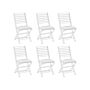 Set Of 6 Outdoor Seat Pad Cushions White String Tied Zip Fastener Uv Resistant