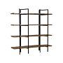 4 Tier Bookcase Dark Wood With Black Metal Frame Open Shelf Industrial Minimalist Shelving Unit