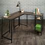 Industrial Style L-shaped Smoked Oak Desk