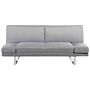 Sofa Bed Grey Fabric Upholstery 3 Seater Click Clack Mechanism Adjustable Armrests