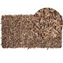 Area Rug Shaggy Beige Leather 80 X 150 Cm Shag Pile Rectangular Handcrafted