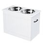 Pawhut Raised Pet Feeding Storage Station With 2 Stainless Steel Bowls Base For Large Dogs And Other Large Pets, White