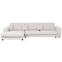 Right Hand 4 Seater Corner Sofa White Fabric Upholstered Track Armrests Additional Cushions