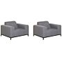 Set Of 2 Garden Armchairs Grey Fabric Upholstery Black Aluminium Legs Furniture Weather Resistant Outdoor