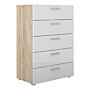 Pepe Chest Of 5 Drawers In Oak With White High Gloss