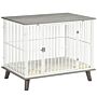 Pawhut Dog Crate Furniture, Indoor Pet Kennel Cage, Top End Table W/ Soft Cushion, Lockable Door, For Small Dogs, 86 X 60 X 70 Cm - Grey