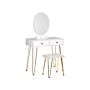 Dressing Table White And Gold Mdf 2 Drawers Led Mirror Stool