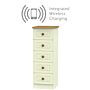 Warwick Wireless Charging 5 Drawer Bedside Cabinet In Cream Ash & Modern Oak