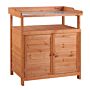 Outsunny Multi-function Potting Bench Table W/ Storage Cabinet And Galvanized Table Top, Wooden Planting Workstation, 98cm X 47cm X 105cm